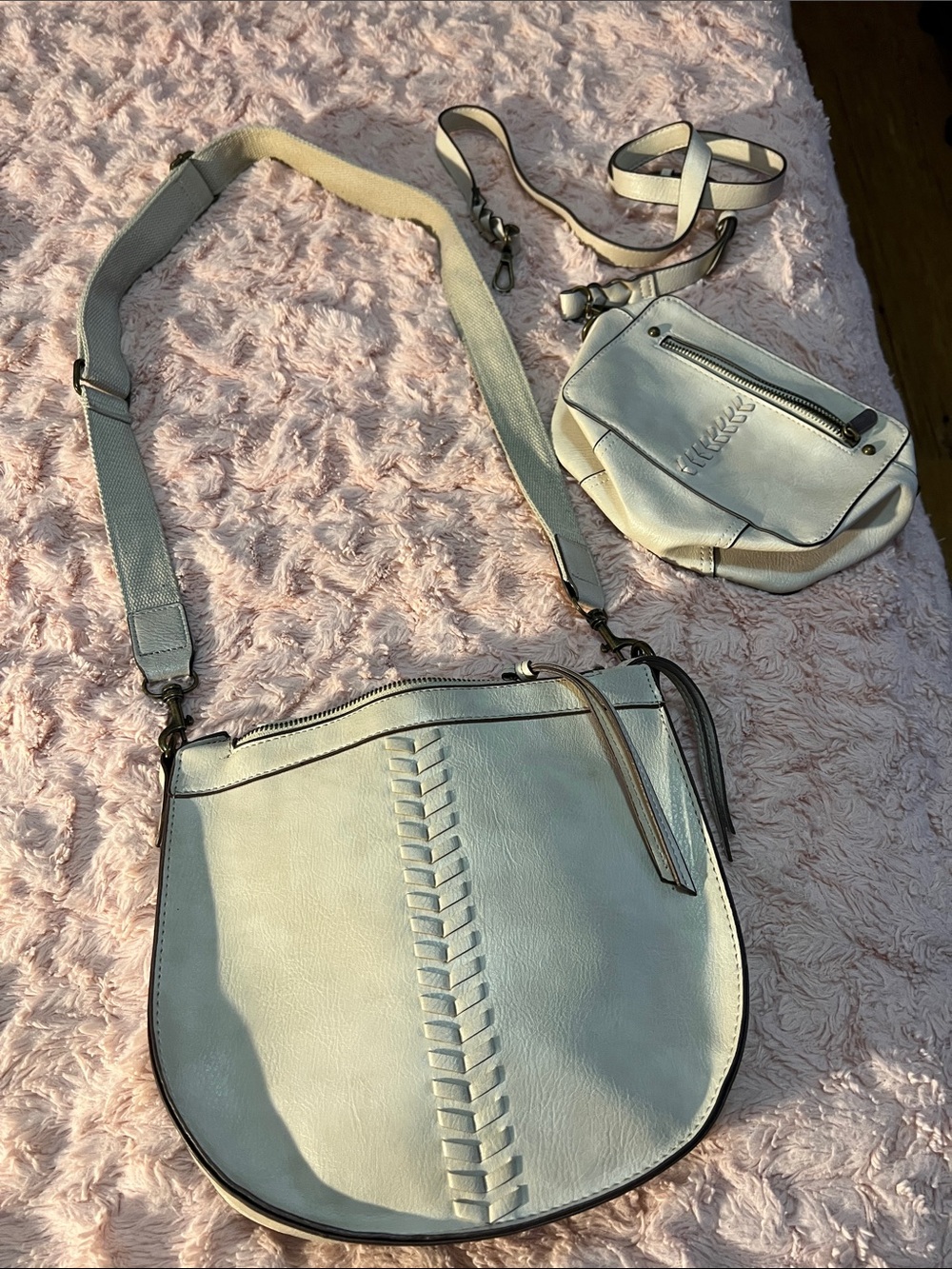 Time and Tru Cream Crossbody Bag with Detachable Mini Pouch